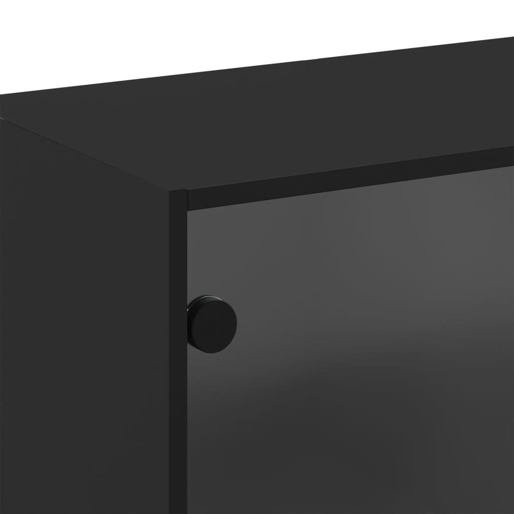 vidaXL Dulap de perete cu uși din sticlă, negru, 68x37x68,5 cm