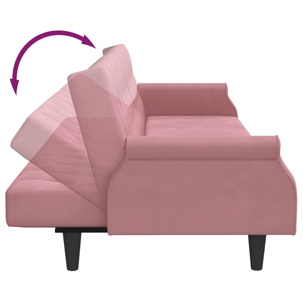 vidaXL Canapea extensibilă cu cotiere, roz, catifea