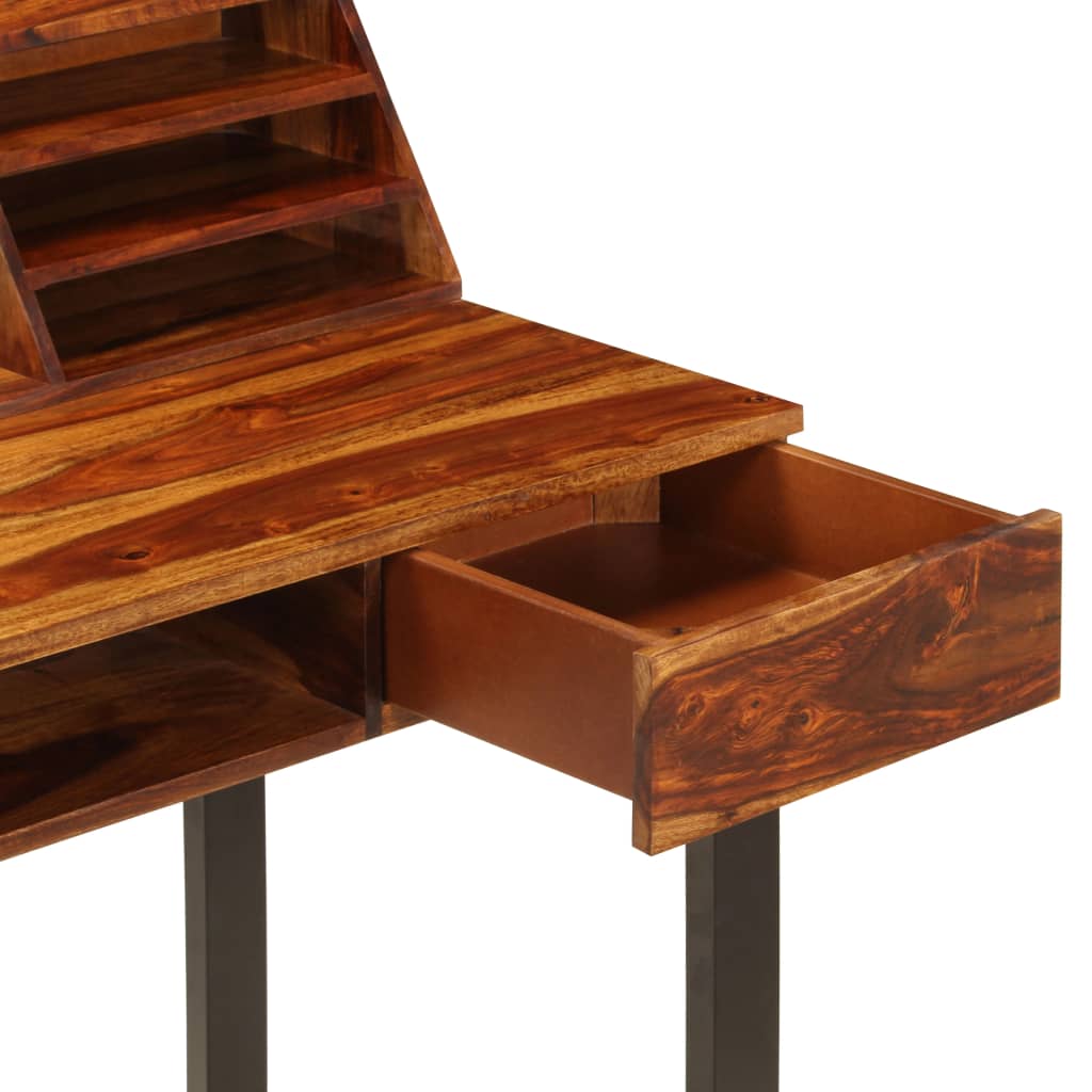 vidaXL Birou, 110x50x94 cm, lemn masiv de sheesham și oțel
