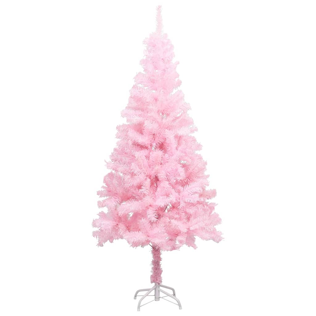 vidaXL Brad Crăciun artificial pre-iluminat cu suport, roz, 120 cm PVC