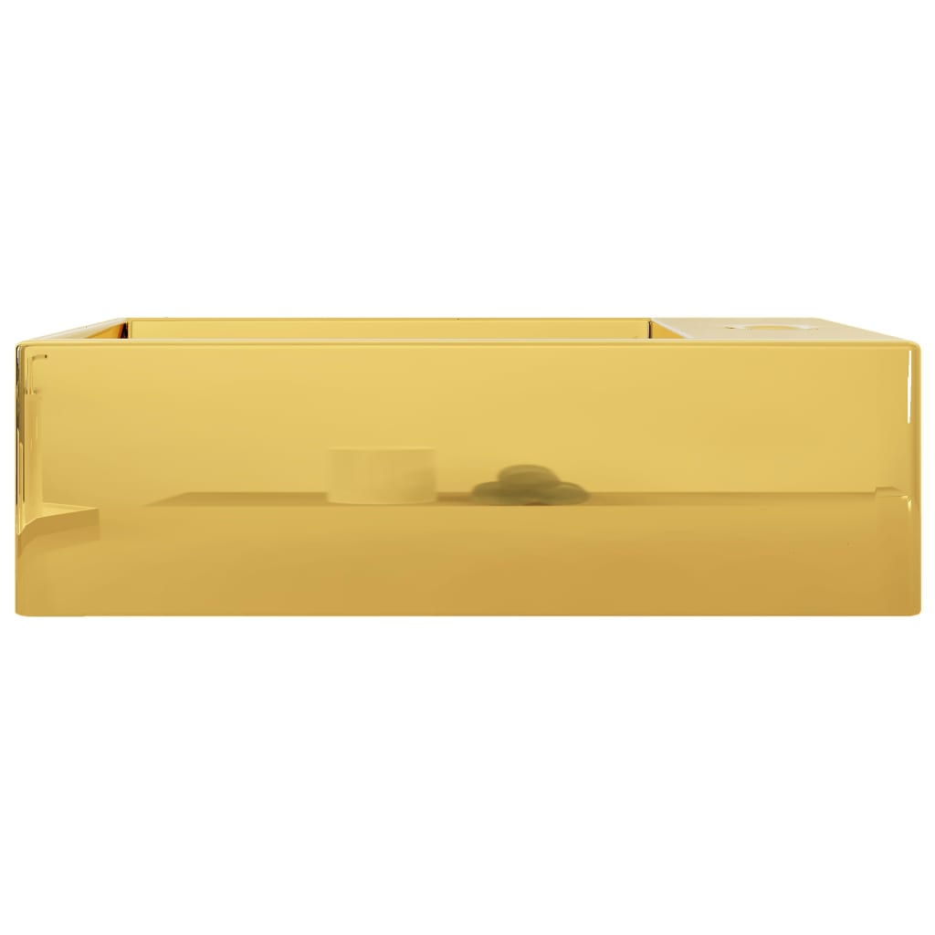 vidaXL Chiuvetă cu preaplin, auriu, 49 x 25 x 15 cm, ceramică