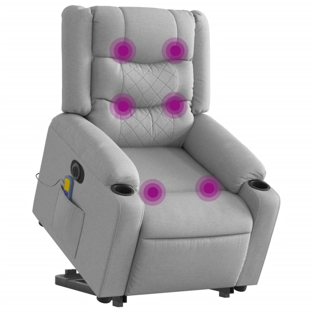 vidaXL Fotoliu electric masaj rabatabil cu ridicare, gri închis textil