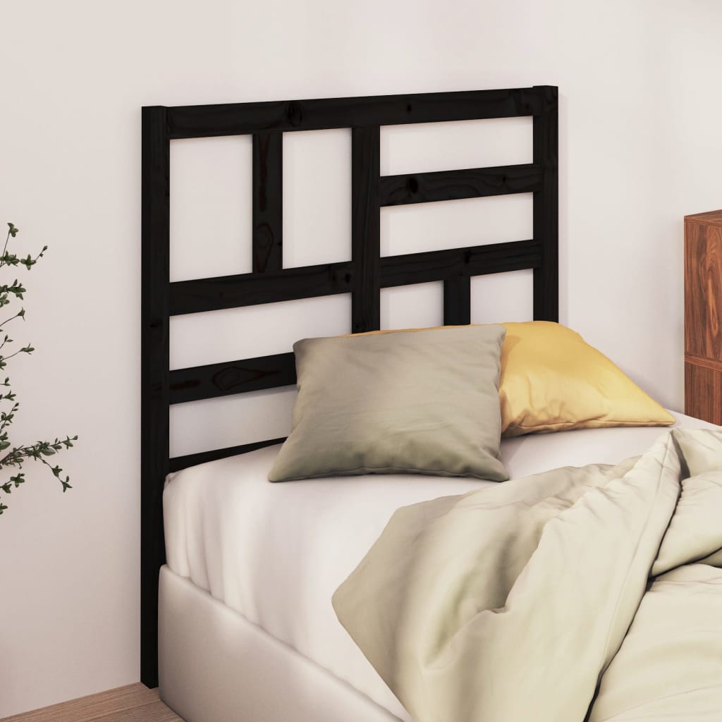 vidaXL Tăblie de pat, negru, 81x4x104 cm, lemn masiv de pin