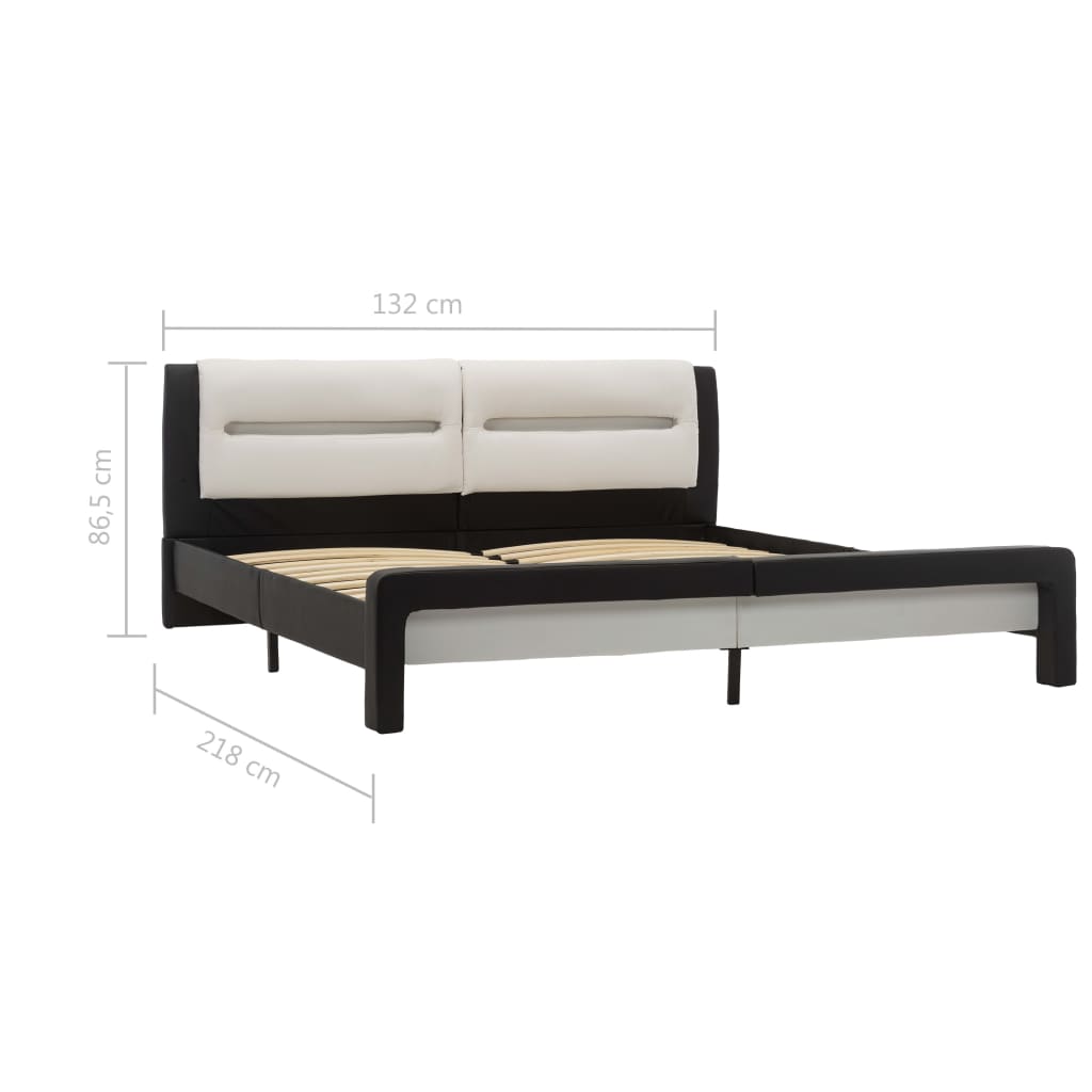 vidaXL Cadru de pat cu LED, negru și alb, 120x200 cm, piele ecologică