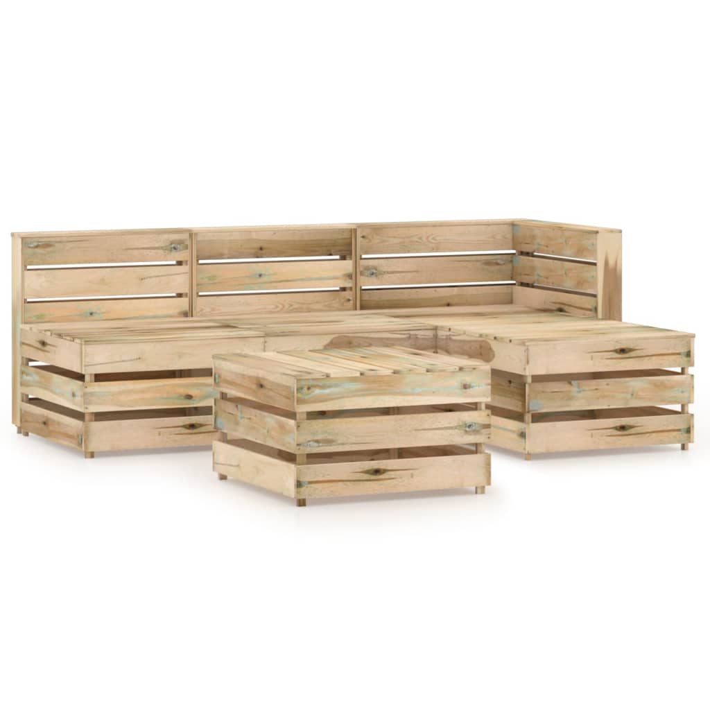 vidaXL Set mobilier de grădină, 5 piese, lemn de pin verde tratat