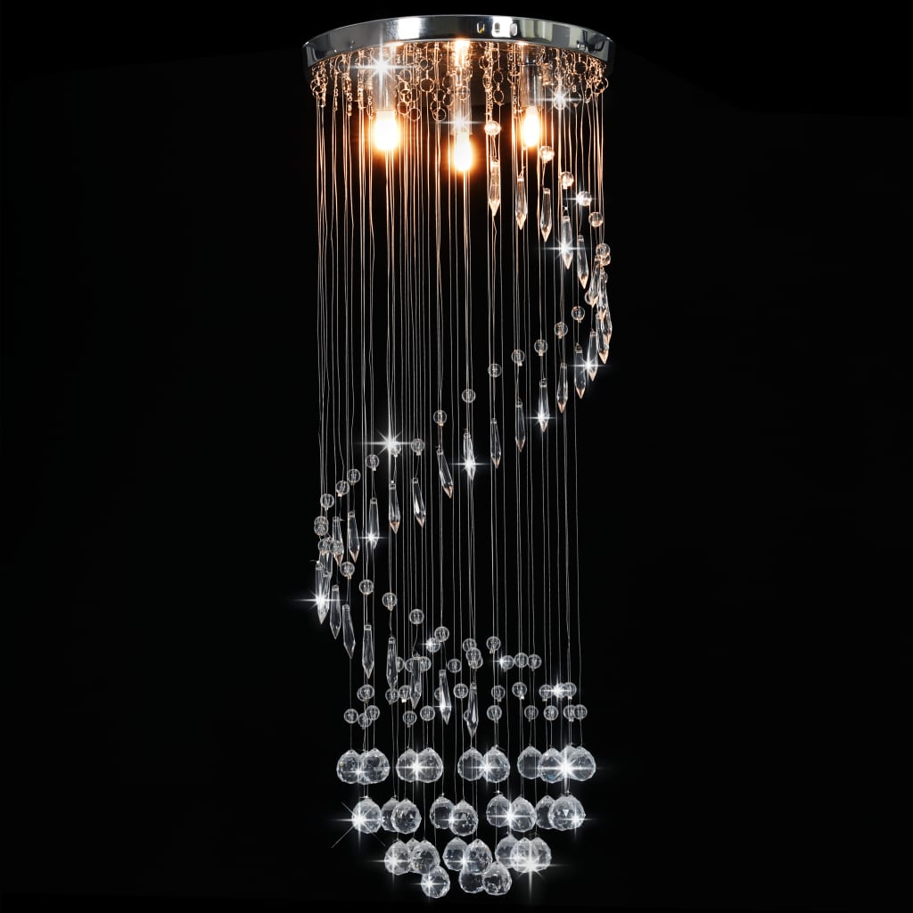 vidaXL Lustră cu mărgele de cristal, argintiu, spirală, G9