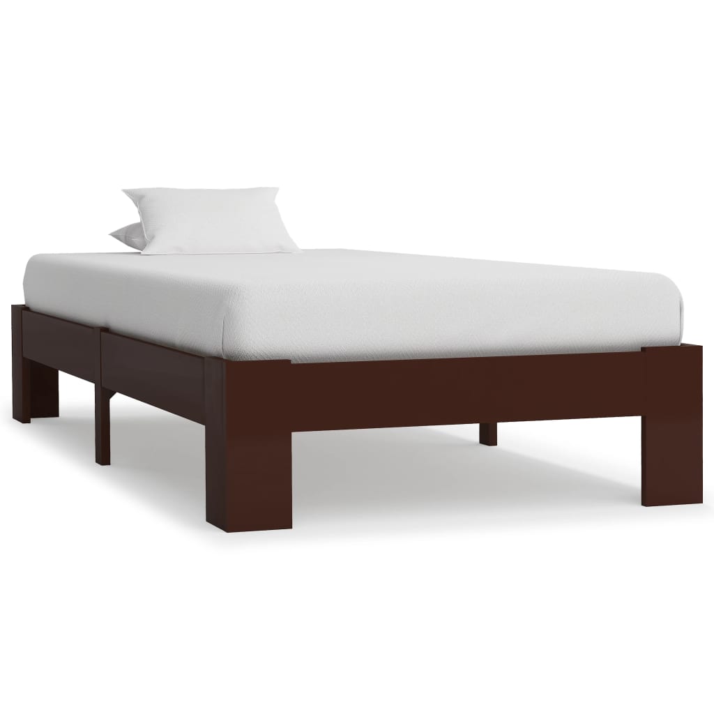 vidaXL Cadru de pat, maro închis, 90 x 200 cm, lemn masiv de pin