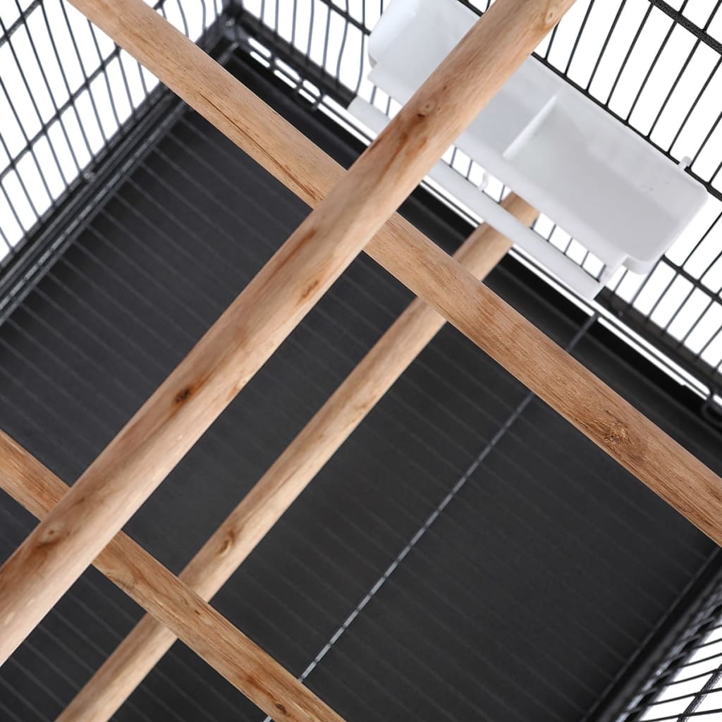 vidaXL Colivie de păsări cu acoperiș, negru, 66 x 66 x 155 cm, oțel