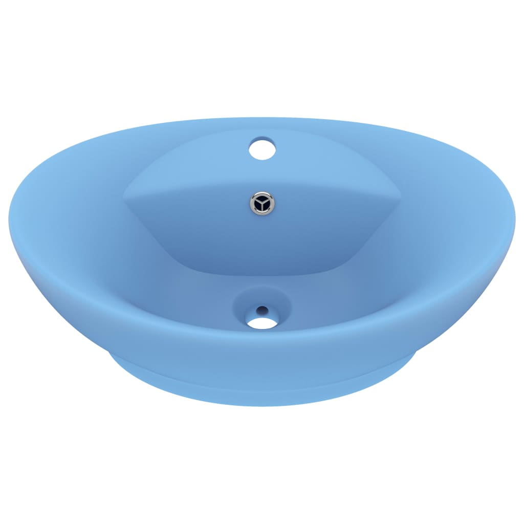 vidaXL Chiuvetă lux cu preaplin, bleu mat, 58,5x39 cm, ceramică, oval