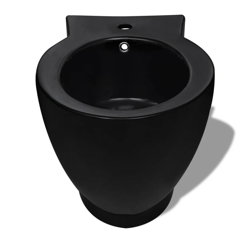 vidaXL Set de toaletă & bideu, negru, ceramică
