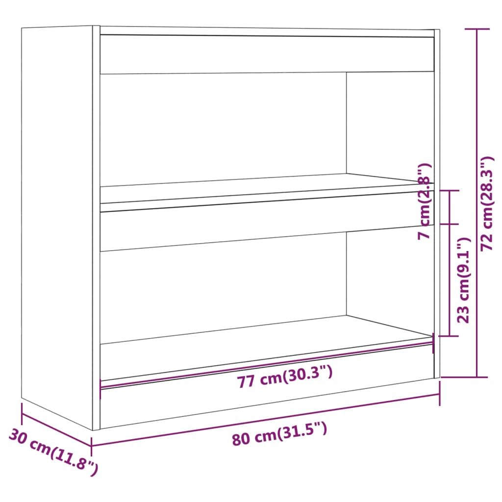 vidaXL Bibliotecă/Separator cameră, alb extralucios, 80x30x96 cm, PAL