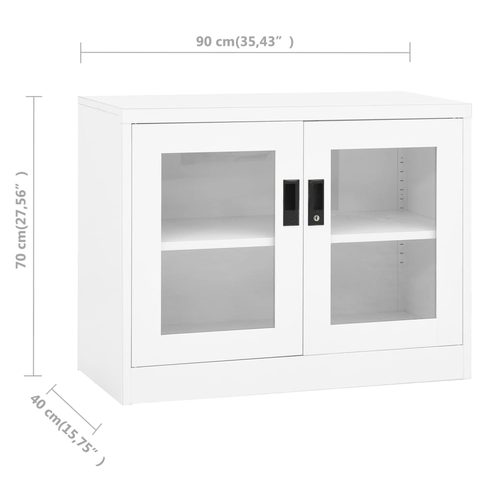 vidaXL Dulap de birou, alb, 90x40x70 cm, oțel