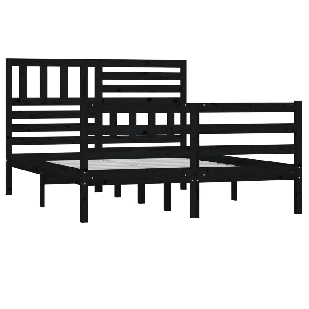 vidaXL Cadru de pat, negru, 160x200 cm, lemn masiv