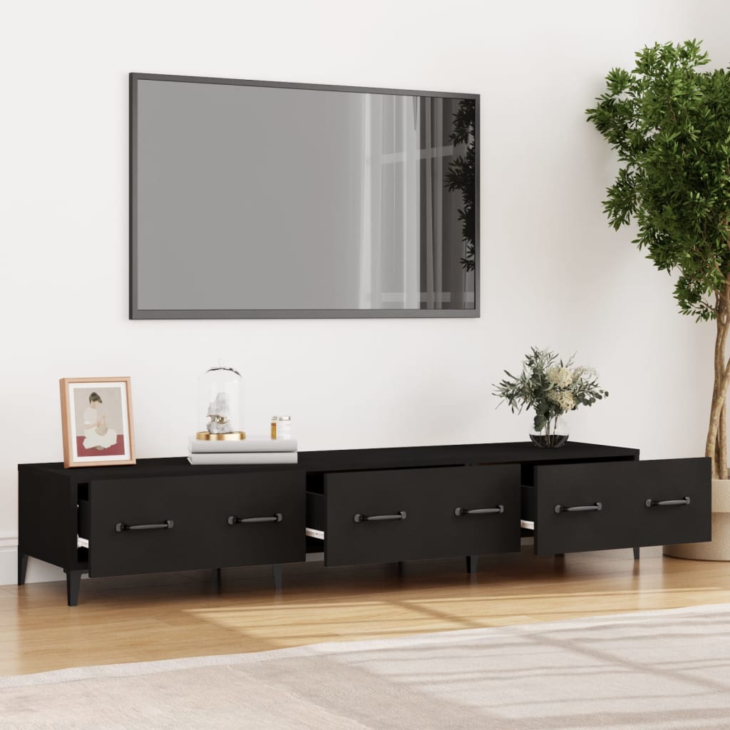 vidaXL Comodă TV, negru, 150x34,5x30 cm, lemn prelucrat