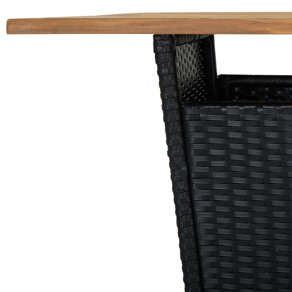 vidaXL Masă de bar, negru, 80x80x110 cm, poliratan/lemn masiv acacia