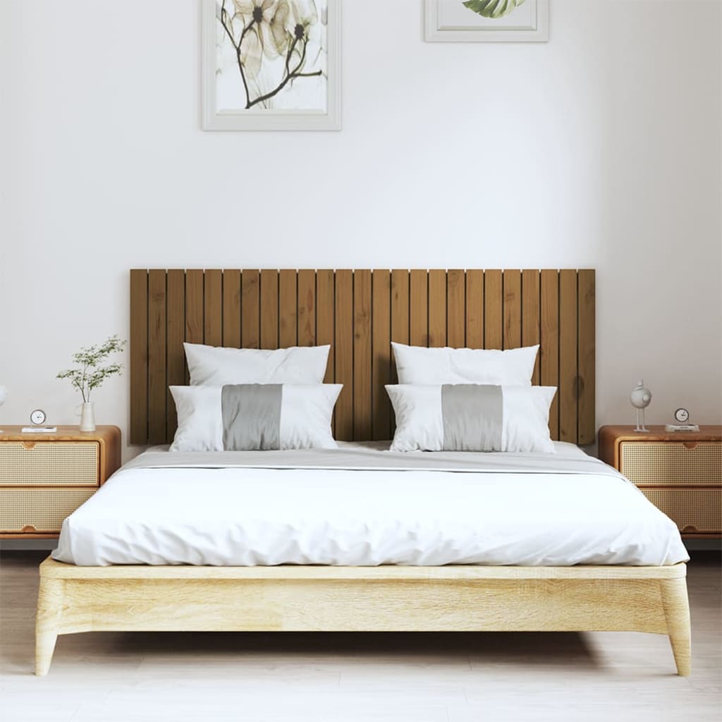 vidaXL Tăblie de pat pentru perete, maro miere, 159,5x3x60 cm