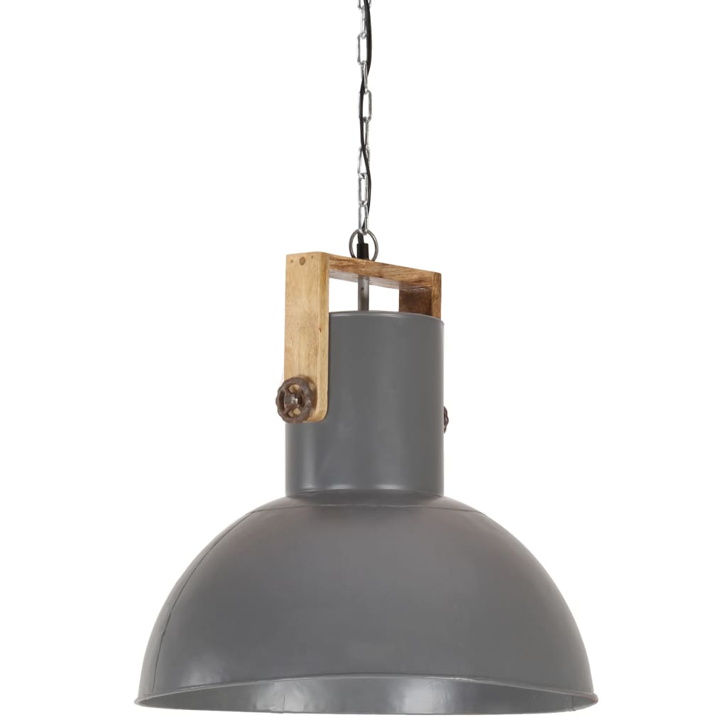 vidaXL Lampă suspendată industrială 25 W gri, 52 cm, mango E27, rotund