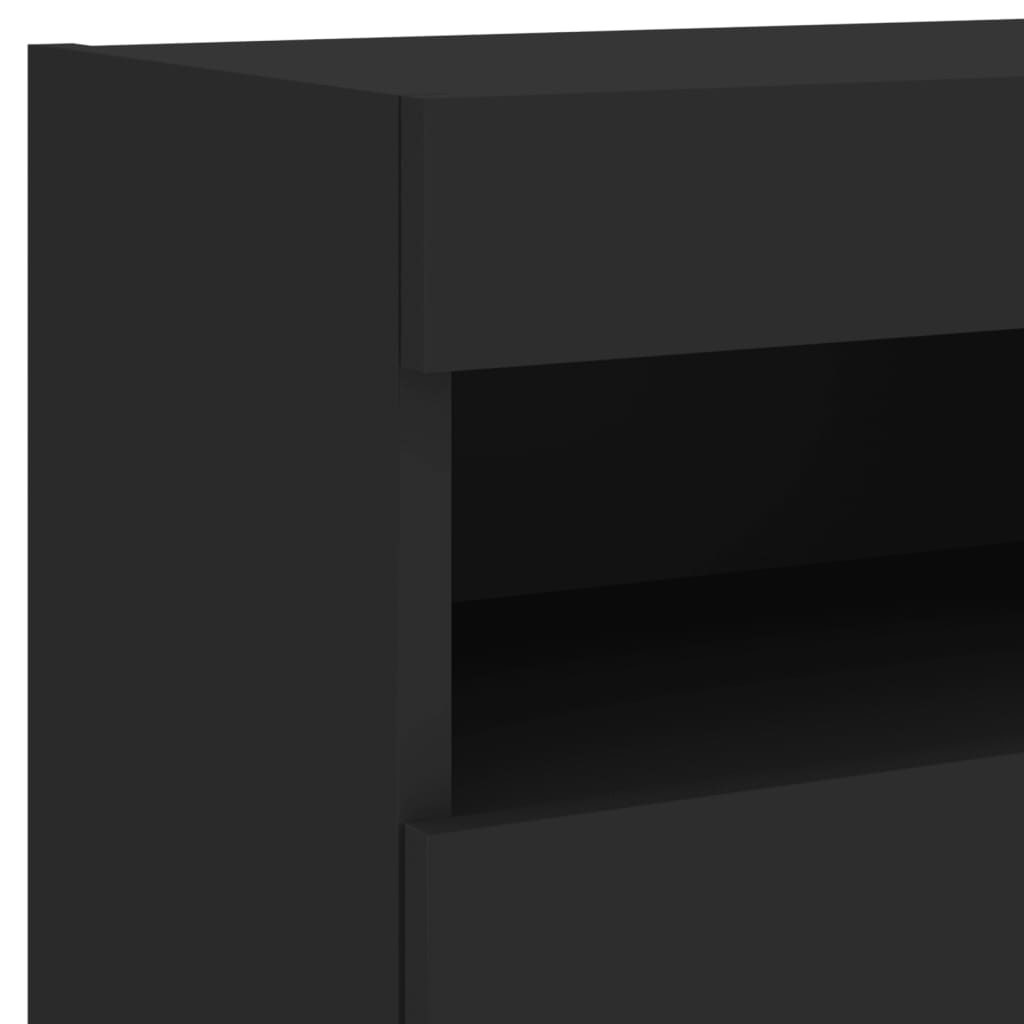 vidaXL Comodă TV de perete cu lumini LED, negru, 40x30x40 cm