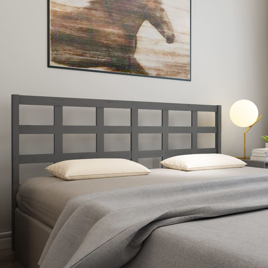 vidaXL Tăblie de pat, gri, 185,5x4x100 cm, lemn masiv de pin