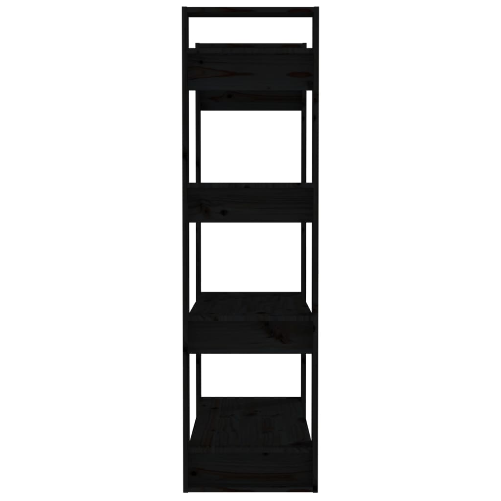 vidaXL Bibliotecă/Separator cameră negru 80x35x125 cm lemn masiv pin