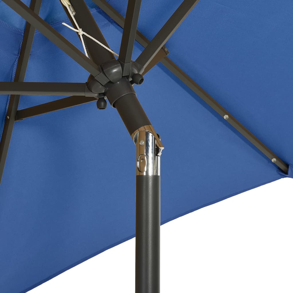 vidaXL Umbrelă de soare cu lumini LED albastru azur 200x211cm aluminiu