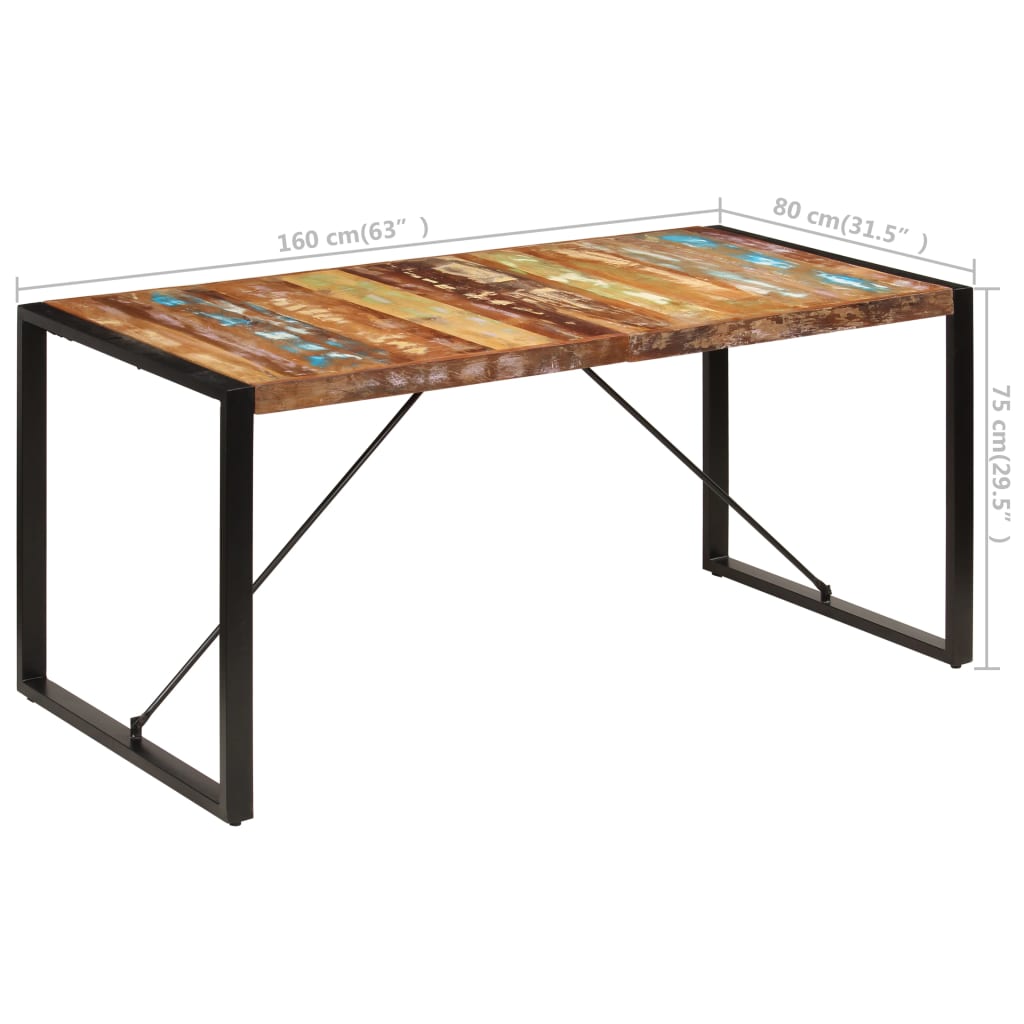 vidaXL Masă de bucătărie, 160 x 80 x 75 cm, lemn masiv reciclat