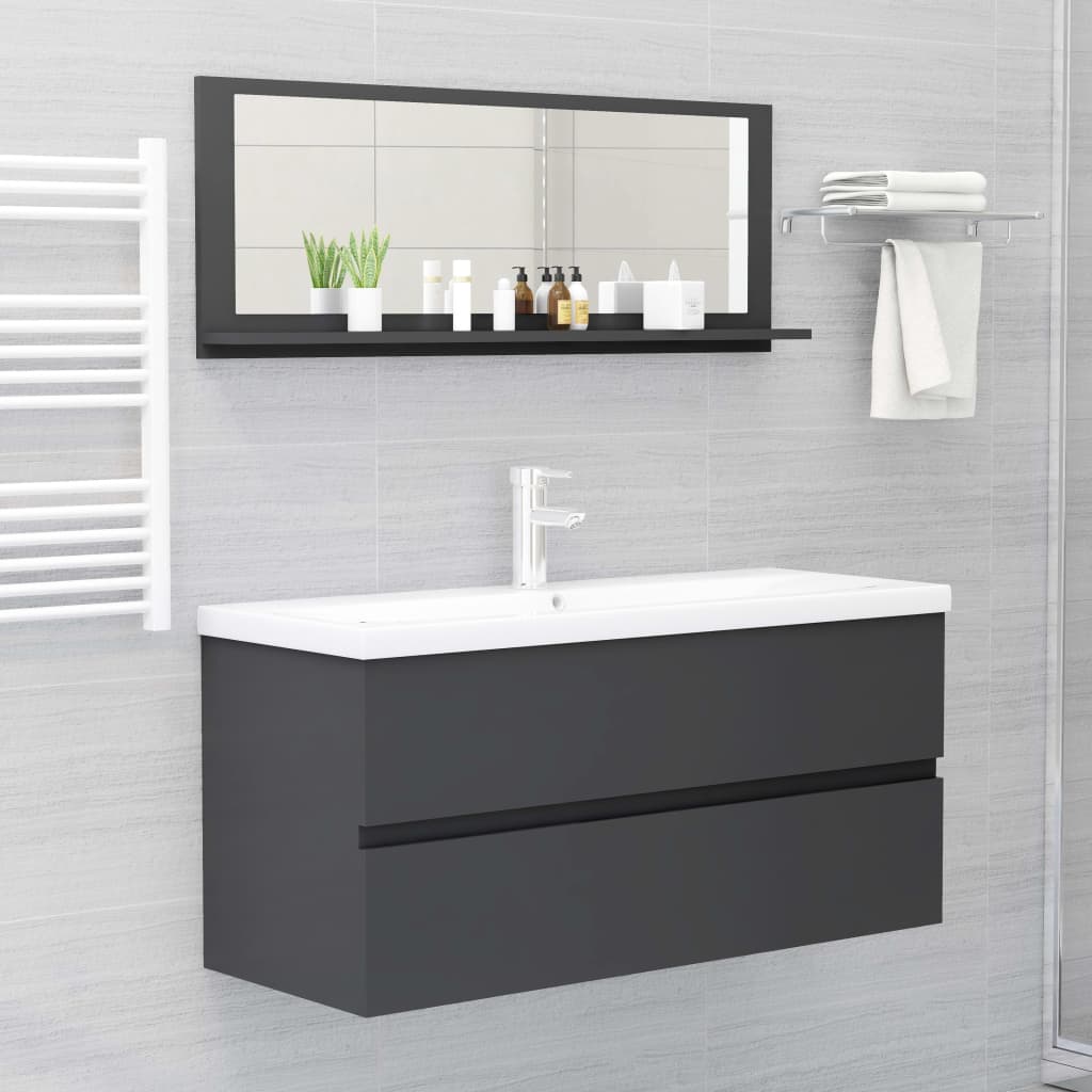 vidaXL Oglindă de baie, gri, 100 x 10,5 x 37 cm, PAL