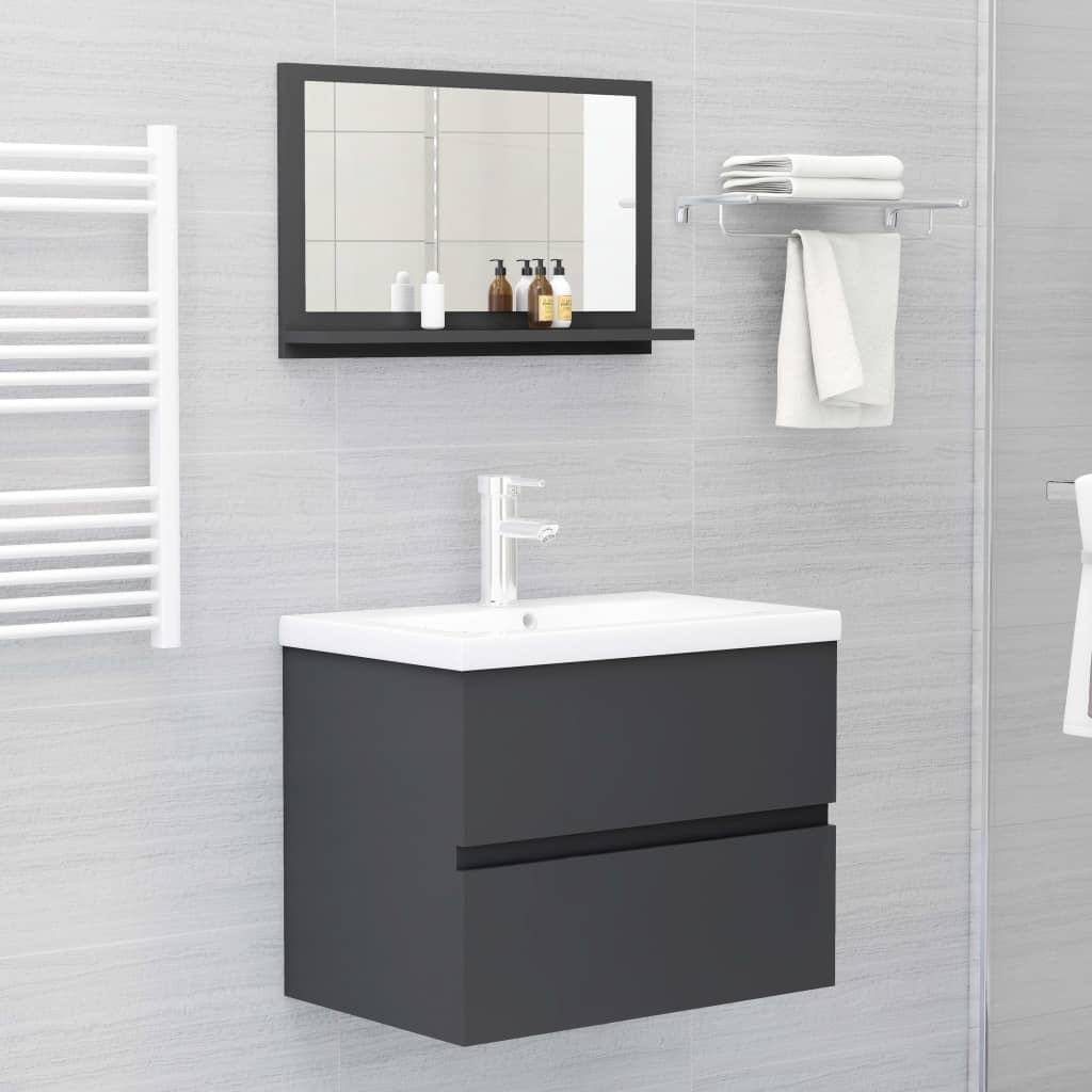 vidaXL Dulap de baie cu oglindă, gri, 60 x 10,5 x 37 cm, PAL