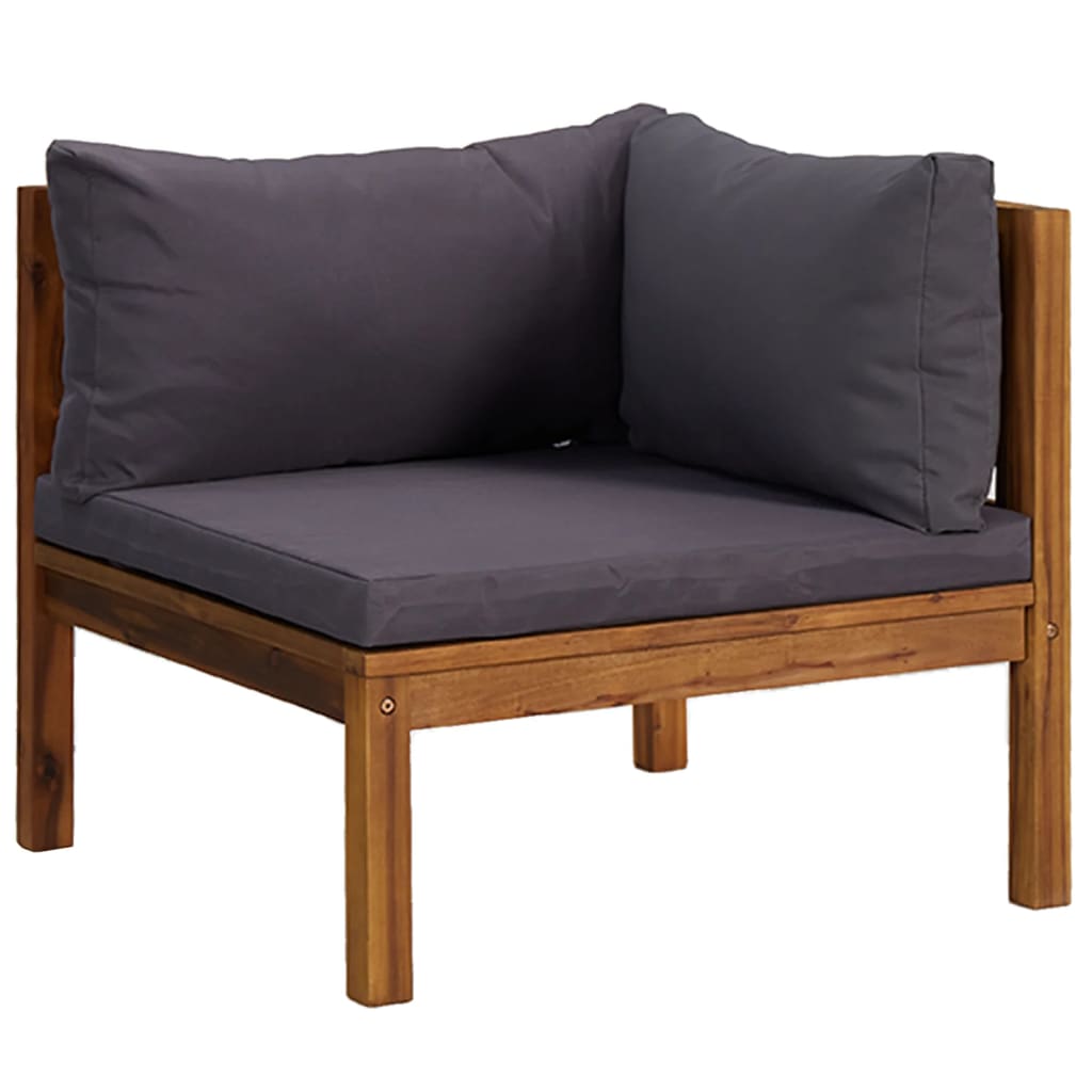 vidaXL Set de canapele, 2 piese, perne gri închis, lemn masiv acacia