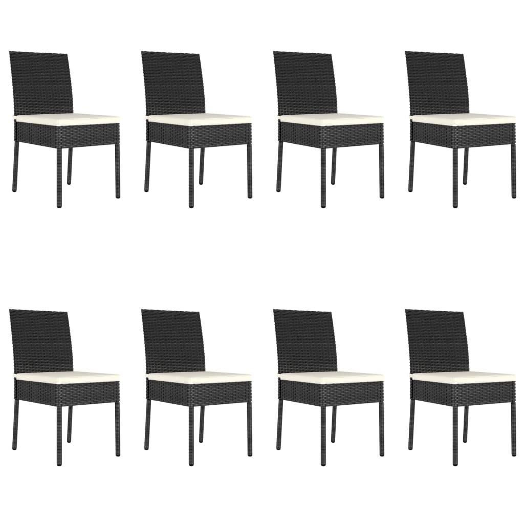 vidaXL Set de mobilier de grădină, 9 piese, negru, poliratan