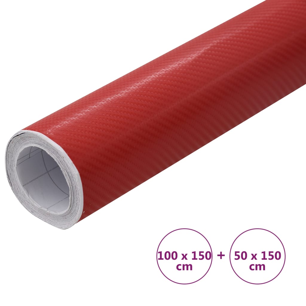 vidaXL Folii auto 4D, 2 buc., roșu, 100x150 cm + 50x150 cm