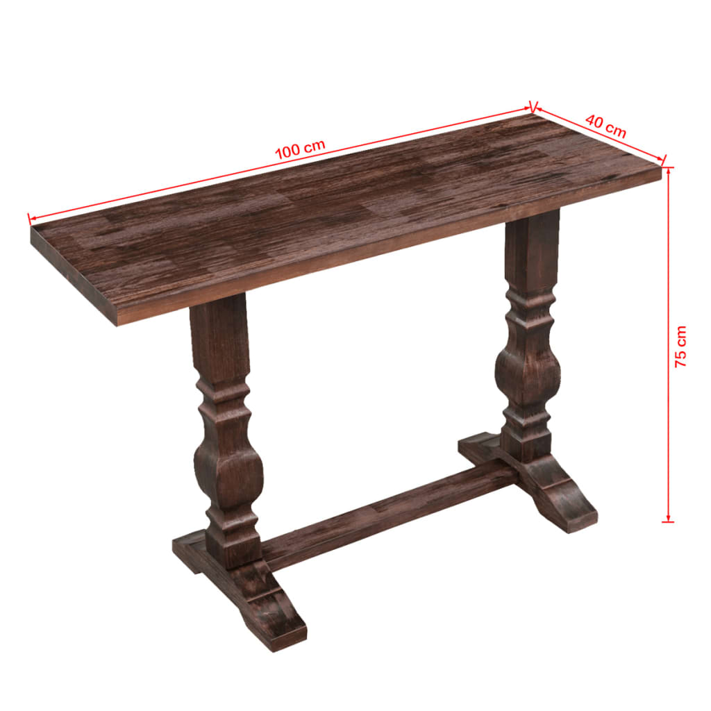 vidaXL Masă consolă tip piedestal, lemn solid de salcâm 100x40x75 cm