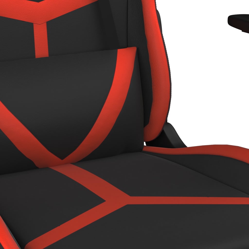 vidaXL Scaun de gaming cu masaj/suport picioare, negru/roșu, piele eco