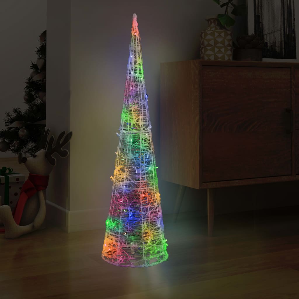 vidaXL Piramidă decorativă con de lumini cu LED colorat 120 cm acril