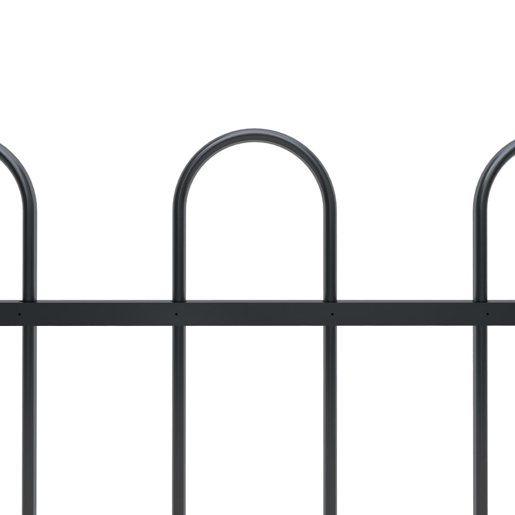 vidaXL Gard de grădină cu vârf curbat, negru, 13,6 x 1 m, oțel