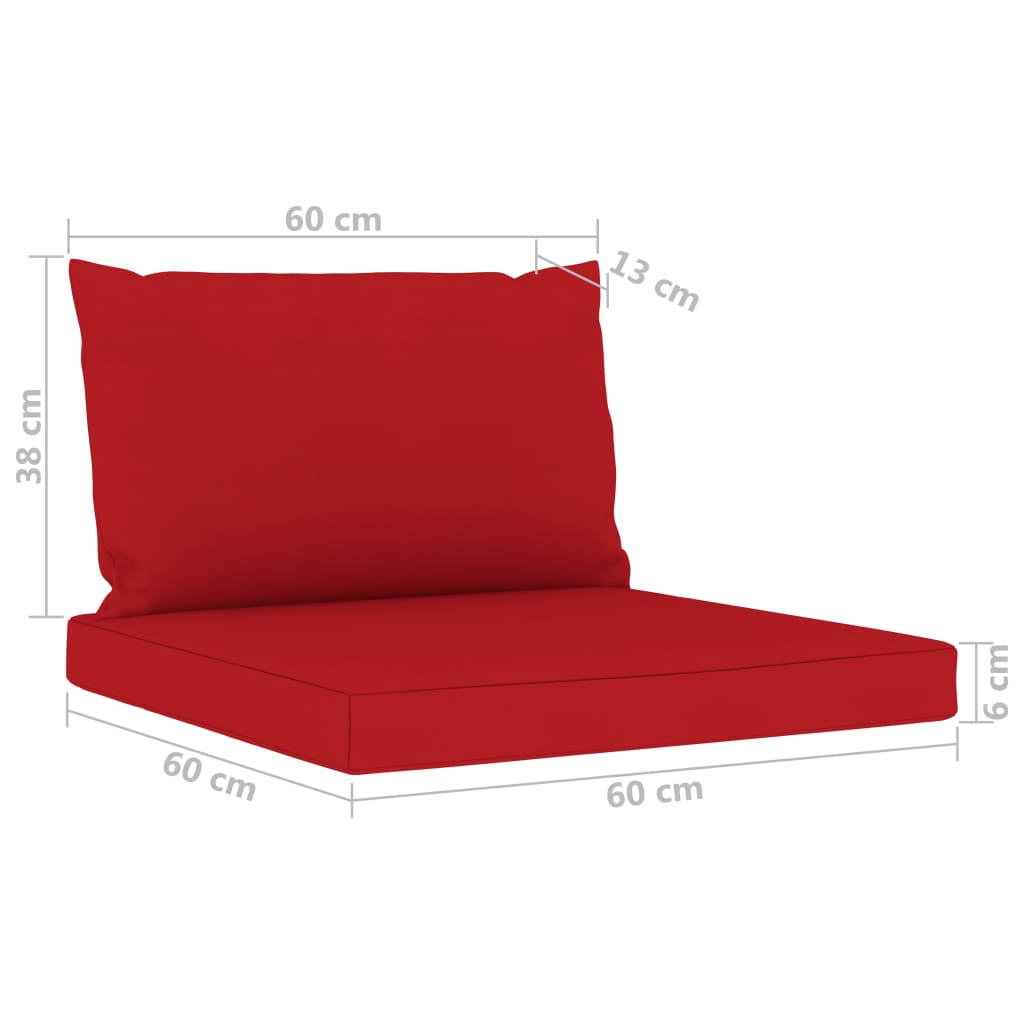 vidaXL Canapea de grădină cu 4 locuri cu perne roșii
