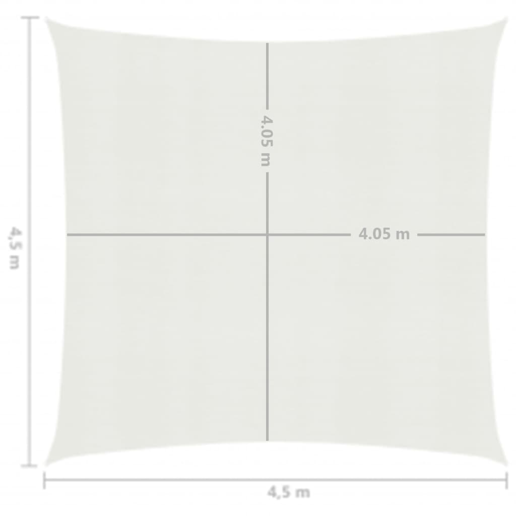 vidaXL Pânză parasolar, alb, 4,5 x 4,5 m, HDPE, 160 g/m²