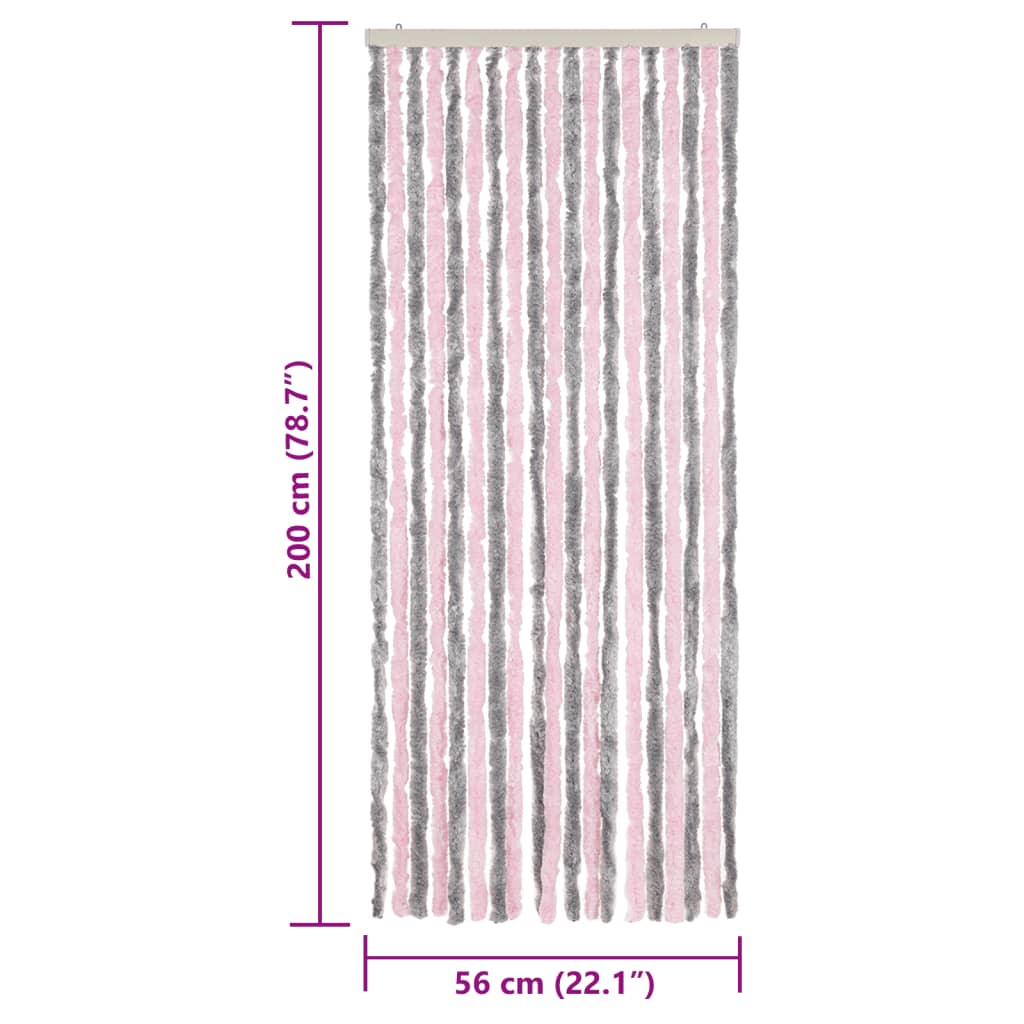 vidaXL Perdea pentru insecte, gri argintiu și roz, 56x200 cm, chenille