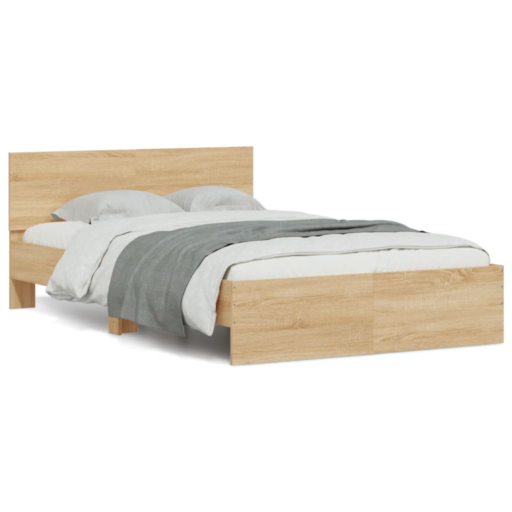 vidaXL Cadru de pat cu tăblie, stejar sonoma, 120x190 cm