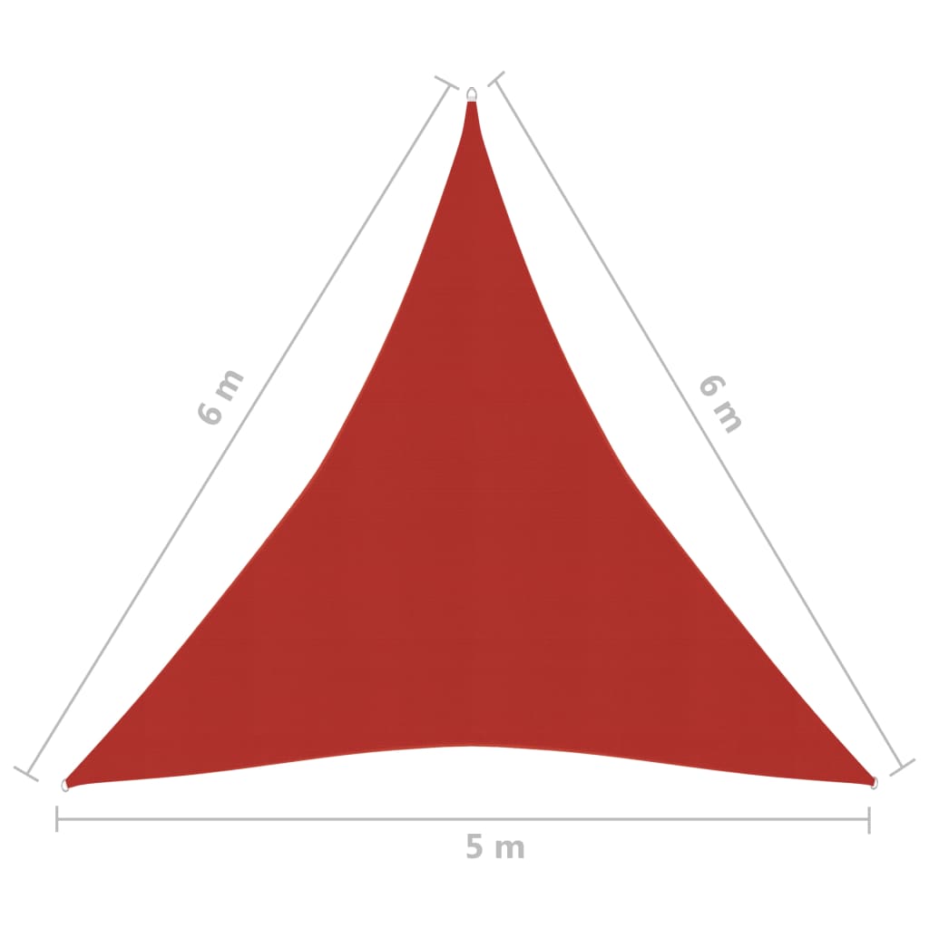 vidaXL Pânză parasolar, roșu, 5x6x6 m, HDPE, 160 g/m²