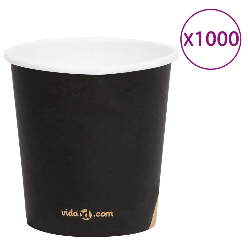 vidaXL Pahare de cafea de hârtie, 1000 buc., negru, 120 ml