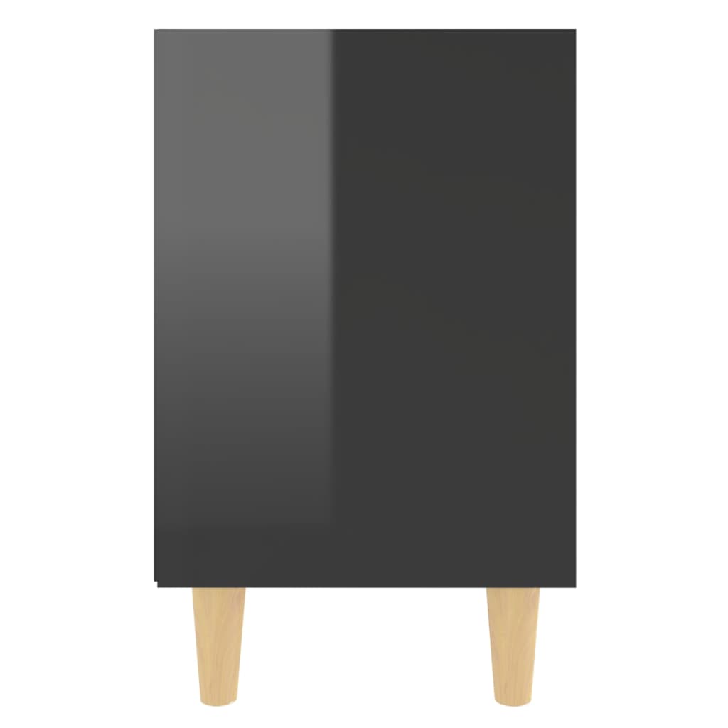 vidaXL Noptiere cu picioare din lemn, 2 buc, negru extralucios, 40x30x50 cm