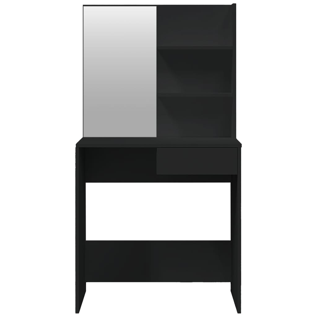 vidaXL Masă de toaletă cu oglindă, negru, 74,5x40x141 cm