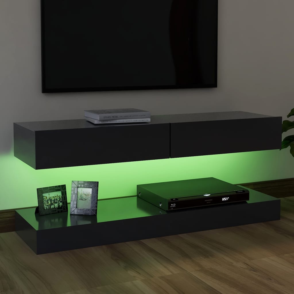 vidaXL Comodă TV cu lumini LED, gri, 120x35 cm