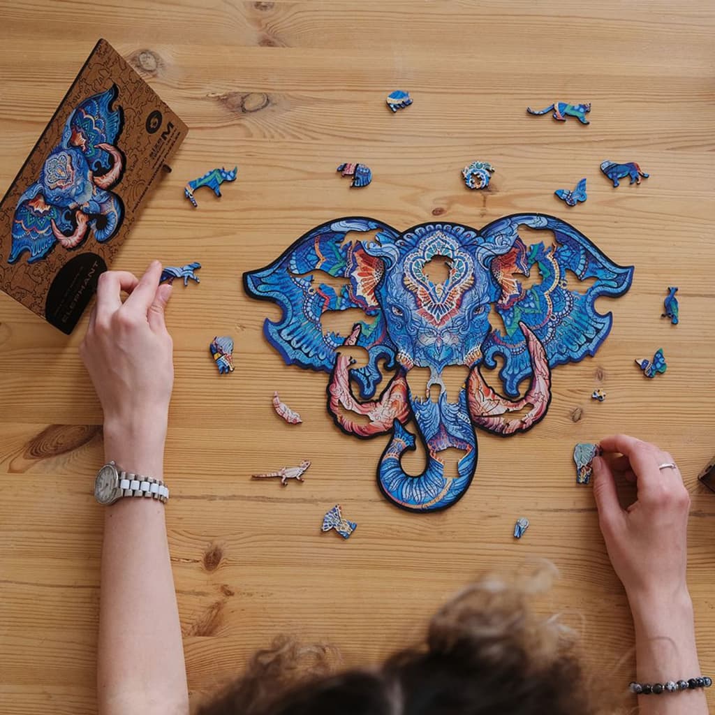 UNIDRAGON Puzzle Eternal Elephant royal size 700 piese 62x47 cm lemn
