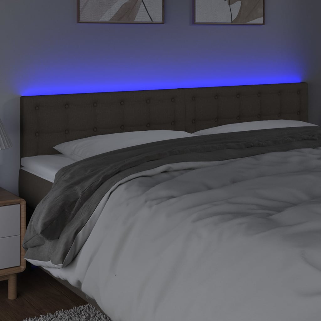 vidaXL Tăblie de pat cu LED, gri taupe, 180x5x78/88 cm, textil