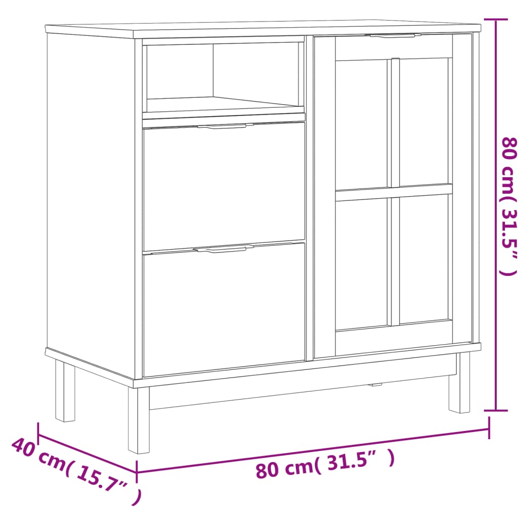 vidaXL Dulap cu uși din sticlă „FLAM”, 80x40x180 cm, lemn masiv de pin