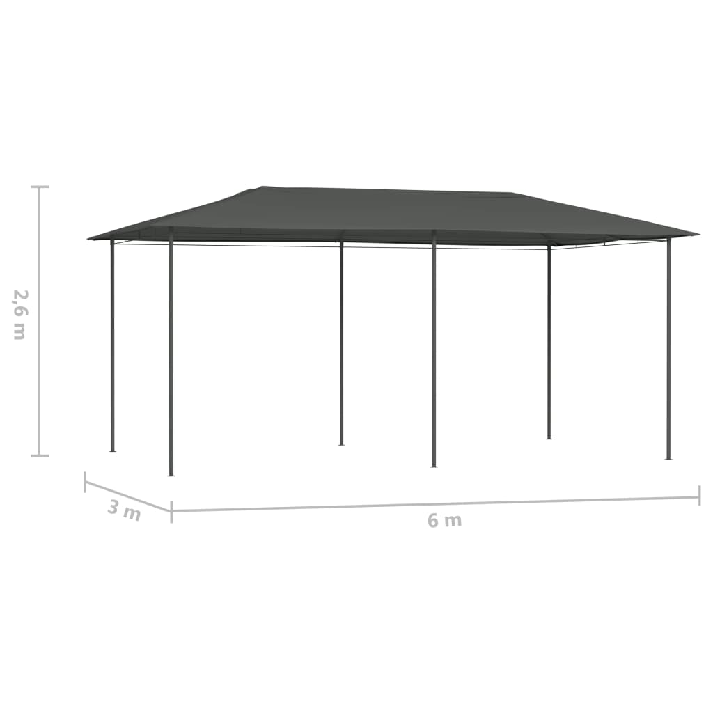 vidaXL Pavilion, antracit, 3x6x2,6 m, 160 g/m²