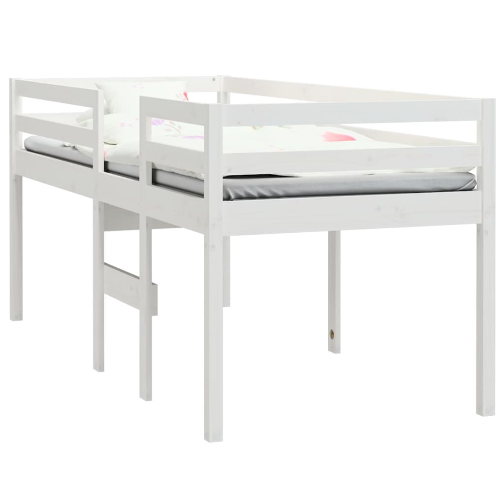 vidaXL Pat înalt de dormitor, alb, 75x190 cm, lemn masiv de pin