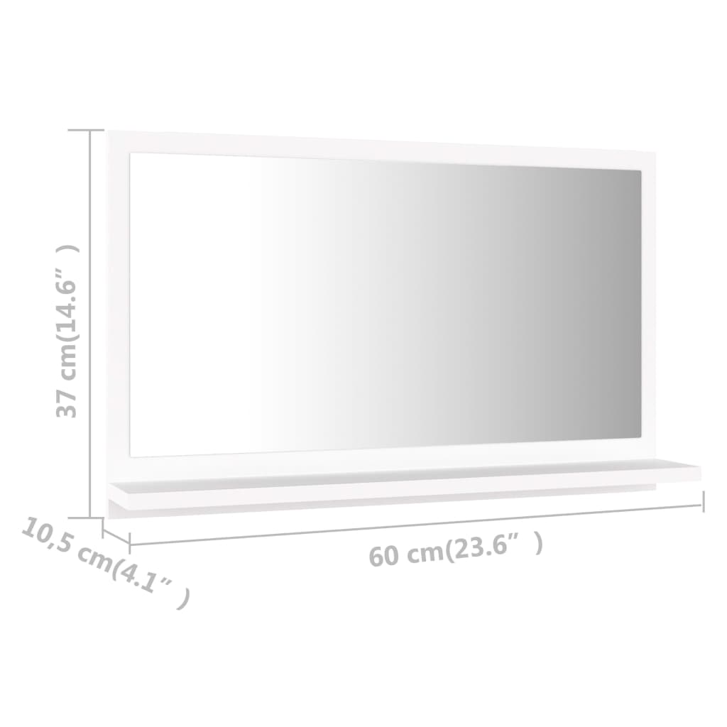 vidaXL Oglindă de baie, alb, 60x10,5x37 cm, lemn prelucrat